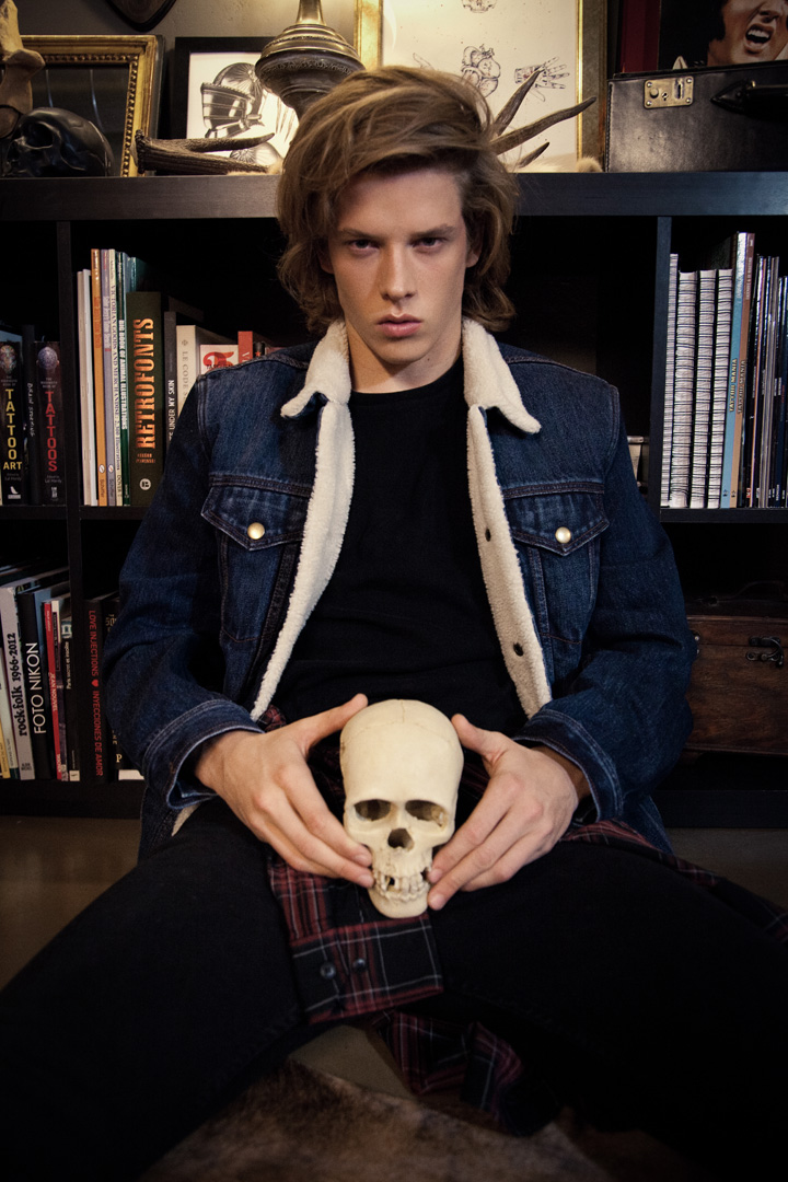 Denim jacket from Topman, T-shirt from Diesel, Jeans from Carhartt, Shirt from Diesel