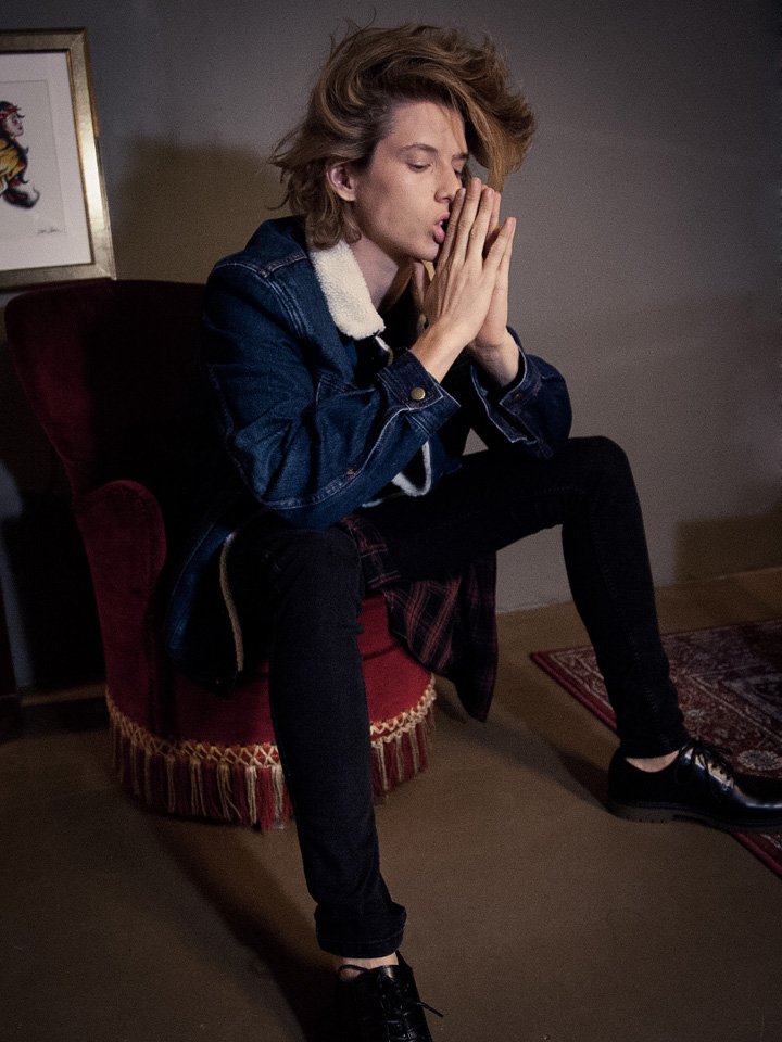 Denim jacket from Topman, T-shirt from Diesel, Jeans from Carhartt, Shirt from Diesel