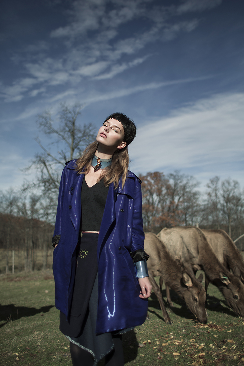 Jacket: Risto, Top: Carleen, Shirt: Carleen, Skirt: Pola Thomson, Tights: Hue, Earrings: Erica Weiner, Collar& cuff: Pola Thomson, Boots: Dr. Marten 