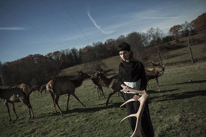 Top: Pola Thomson, Trousers: Pola Thomson, Beaded top: Roomeur, Earrings: Erica Weiner, Bracelet: Fortune and Frame, Boots: Dr. Marten  