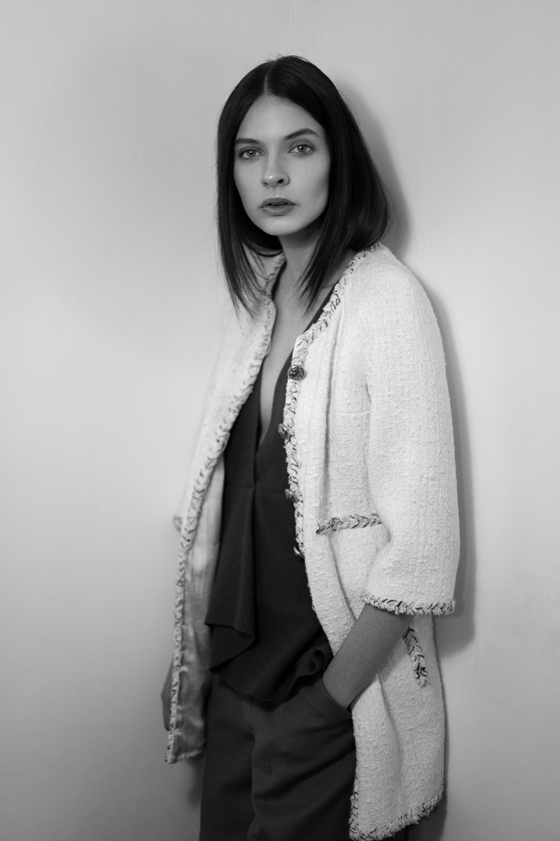 Top and pants: Zara, jacket: Chanel