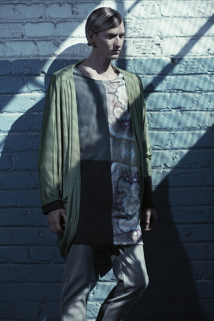 Long sleeved top with print: Jenevieve Lyons Green shrug: Merwe Mode Trousers: Jenevieve Lyons Sandals: Merwe Mode