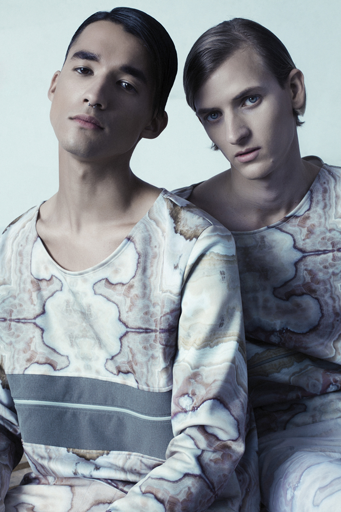 KURT (LEFT) Long sleeve print top : Jenevieve Lyons GAVIN (RIGHT) Long sleeve print top : jenevieve Lyons Print trousers : Jenevieve Lyons