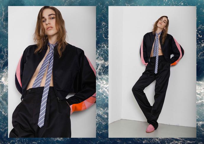 Jacket: Minki Cheng Tie: stylist own Shoes: G.H Bass&Co 