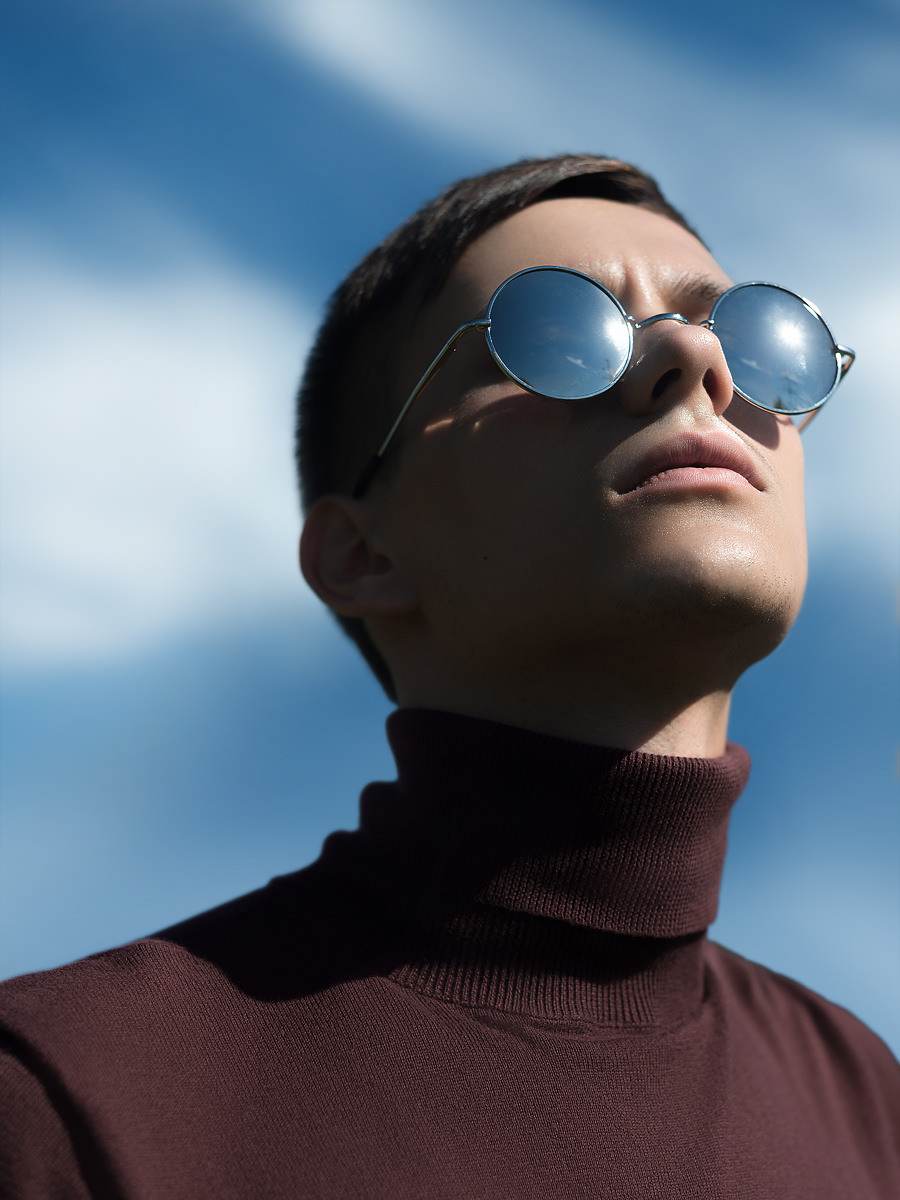 Maroon turtleneck - TOPMAN Sunglasses - Stylist's own
