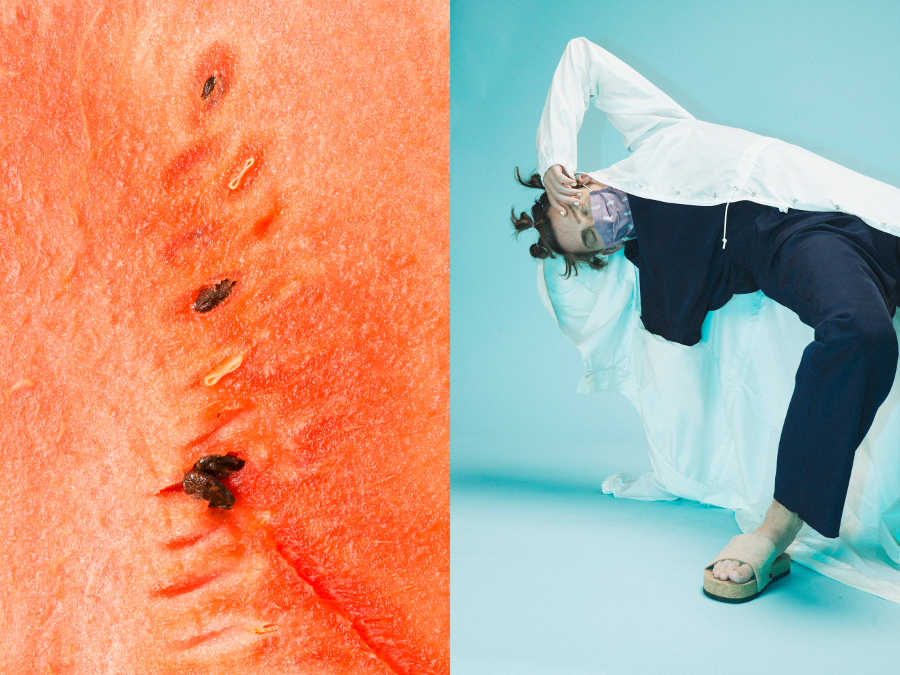 Raincoat by Blanc Blouse & Pants by Mo’ko Elosa Mask & Sandals by Merwe Mode