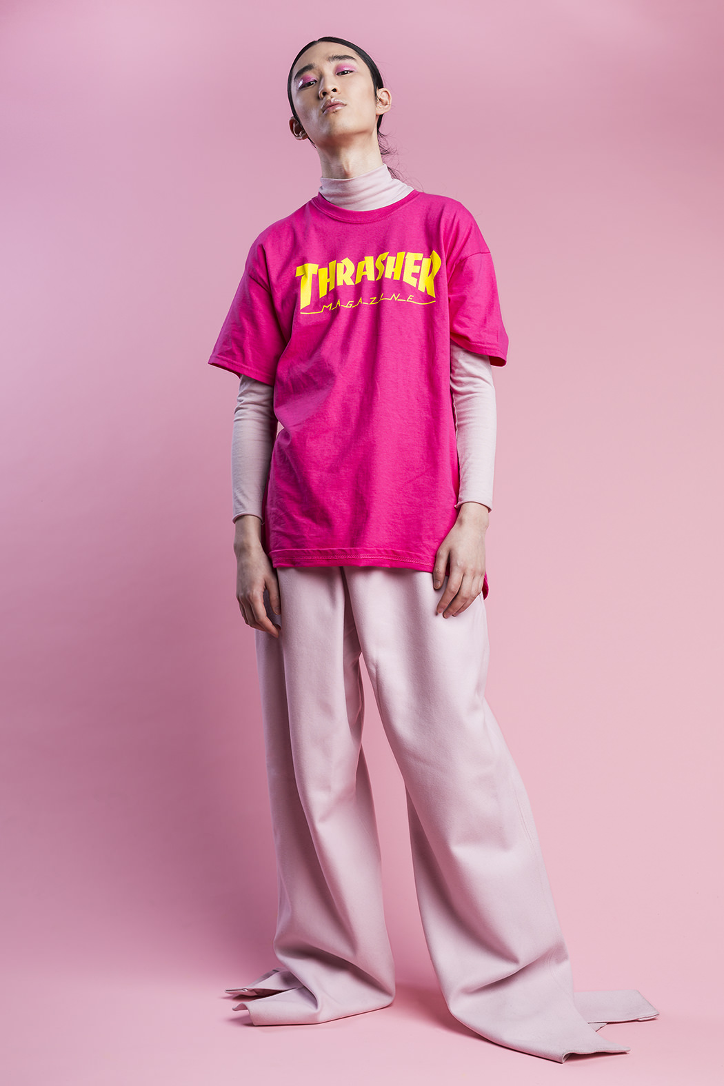 T-Shirt: Thrasher Turtle Neck & Trousers: Madi Cope